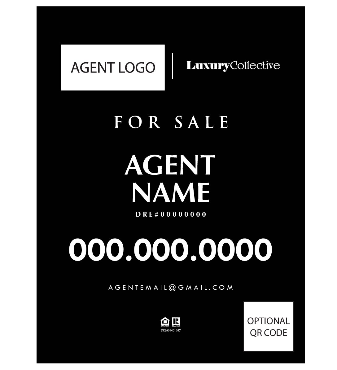 PROPERTY SIGN W/ AGENT LOGO<BR>& OPTIONAL QR CODE <BR> 24X32" (1/8" PVC)